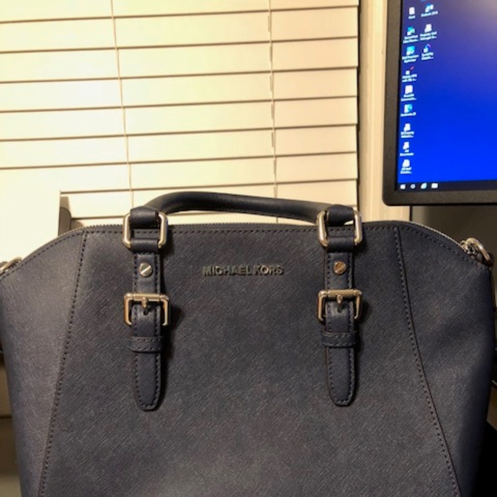 Michael Kors Large Ciara Leather Satchel - Admiral